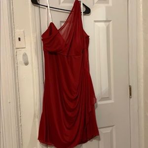 David’s Bridal Apple Red One Shoulder Dress - 26